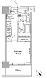 ザ・パークハビオ月島フロント 5階1Kの間取り