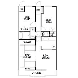 ウイーブ北町 3LDKの間取図画像