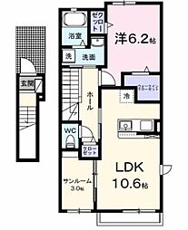 カーサ アバンツァート 1LDKの間取図画像