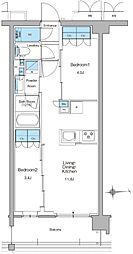 新宿区高田馬場3丁目マンション 2LDKの間取図画像