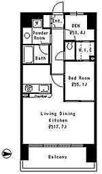 東京臨海高速鉄道りんかい線 品川シーサイド駅 徒歩9分の賃貸マンション 2階1LDKの間取り