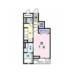 サニーレジデンス 1Kの間取図画像