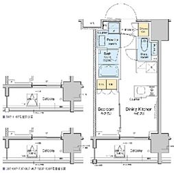プラウドフラット亀戸ステーションPLACE 1DKの間取図画像