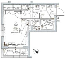 AXAS豊洲AsylCourt 1Kの間取図画像