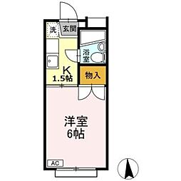 第一イースト 1Kの間取図画像