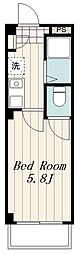 アースビル 1Kの間取図画像