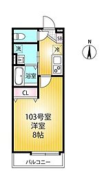 シュエット希望ヶ丘 1Kの間取図画像