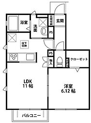カーサ・セレッソ 1LDKの間取図画像