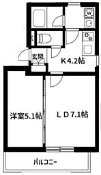 KI-418 5階2Kの間取り