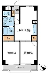 入間市駅前ビル 2LDKの間取図画像