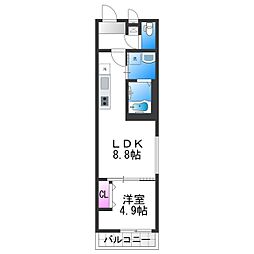 フジパレス杉本町WEST 1LDKの間取図画像