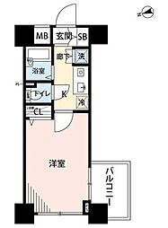 プレール文京ＷＥＳＴ 7階1Kの間取り