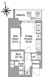 コンフォリア・リヴ北新宿 10階1DKの間取り