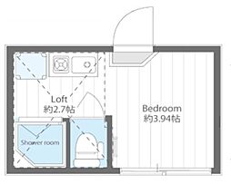 グレースプラージュ 2階ワンルームの間取り