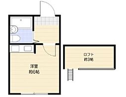 フレクション桜上水 2階ワンルームの間取り
