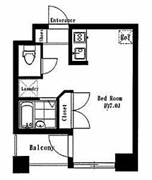 シンシア銀座EAST 10階ワンルームの間取り