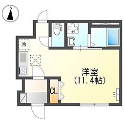 JR八高線 箱根ケ崎駅 徒歩18分の賃貸アパート 1階ワンルームの間取り