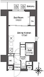 コンフォリア南千住 6階1DKの間取り