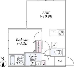 リアーレ田端 4階1LDKの間取り
