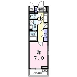 プリティ−堺 3階1Kの間取り