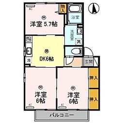 和歌山電鐵貴志川線 日前宮駅 徒歩26分の賃貸アパート 2階3DKの間取り