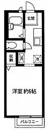 オリゾンメール 2階1Kの間取り