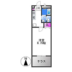 バモスリンピエサ 1Kの間取図画像