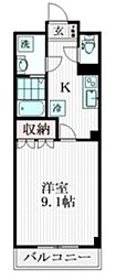 リビュール 1Kの間取図画像