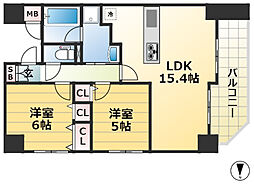サムティグランツ神戸 2LDKの間取図画像