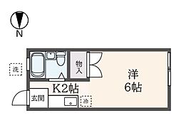 ハイツ武蔵野 1Kの間取図画像