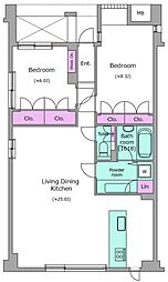 レジディア北新宿 2LDKの間取図画像