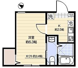 シトラスハウス金町 1階1Kの間取り