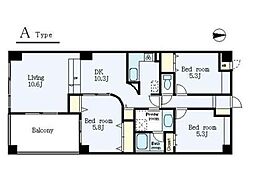 モンパルテ 5階3LDKの間取り