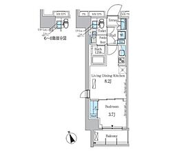 パークアクシズ浅草レジデンス 1LDKの間取図画像