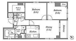 フォレシティ蔵前 2LDKの間取図画像