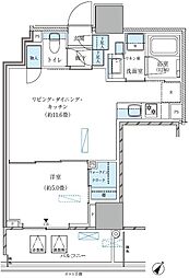 パークアクシス五反田スカイタワー 1LDKの間取図画像
