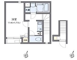 クレイノアクアパレス 1Kの間取図画像