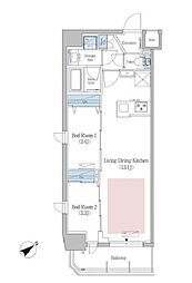 アーバネックス早稲田 8階2LDKの間取り