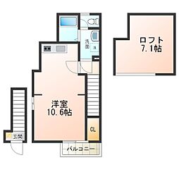 あんしん土師町08-1016 2階ワンルームの間取り