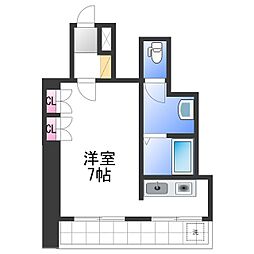 シルクルーム7番館 5階ワンルームの間取り