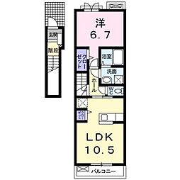 ゼファーコート 1LDKの間取図画像