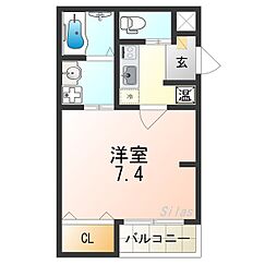 エヌエムキャトフヴァンドゥ 1Kの間取図画像