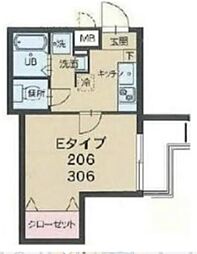 ロアール大岡山 1Kの間取図画像