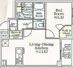アイルプレミアム月島ドゥーエ 4階1LDKの間取り
