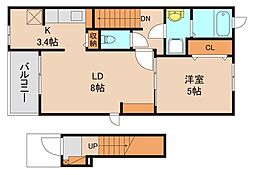 ＨＪ　レジデンスII 2階1LDKの間取り