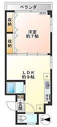 野方ビル 2階1LDKの間取り