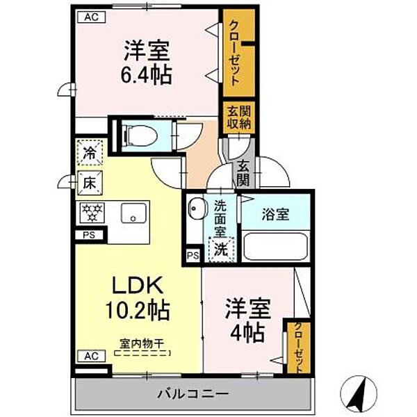 グローサー・ベーア 101｜東京都東久留米市下里７丁目(賃貸アパート2LDK・1階・48.38㎡)の写真 その2