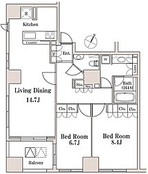 ラサンテ一番町 11階2LDKの間取り
