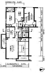 コーポレート南大沢 1階3LDKの間取り