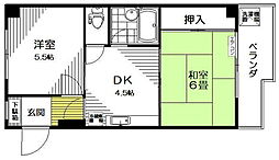 オリエンタルハイツ 2DKの間取図画像
